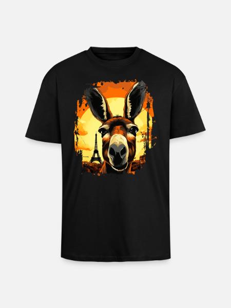 A donkey in Paris - Unisex Oversized Heavyweight T-shirt - black