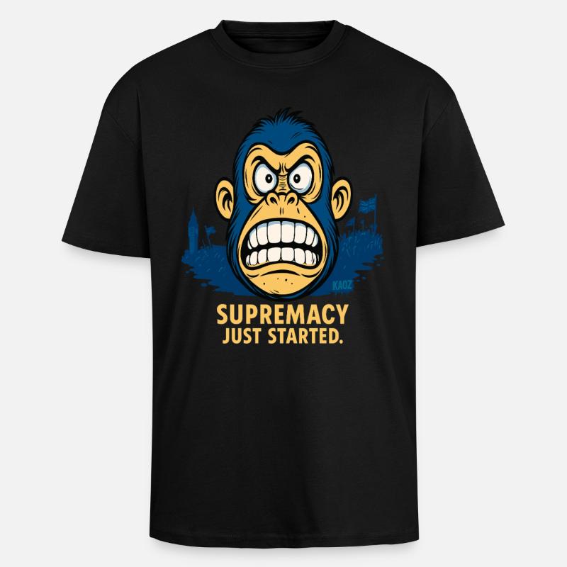 Angry monkey with crowd - Unisex Oversized Heavyweight T-shirt - black