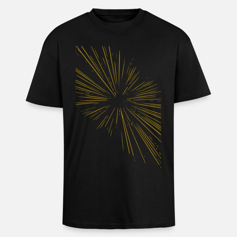 Abstract rays / gold / pattern / line - Unisex Oversized Heavyweight T-shirt - black