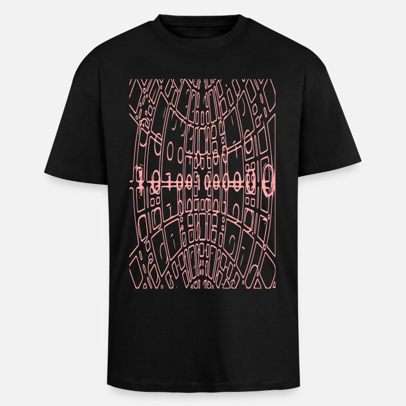 Binary Code Abstract (pink) - Unisex Oversized Heavyweight T-shirt - black