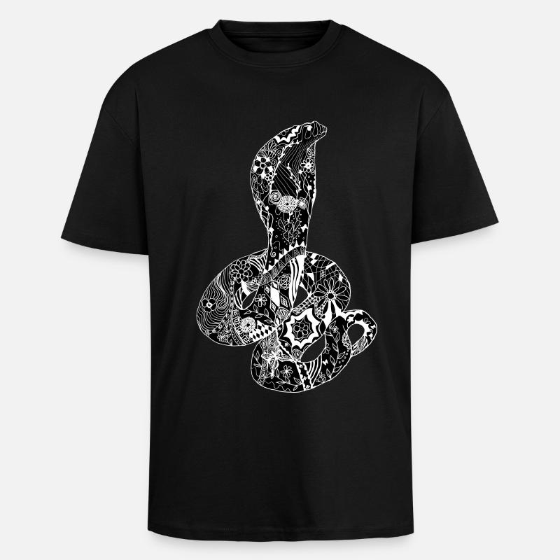 Patchwork Cobra - T-shirt unisexe oversize épais - noir