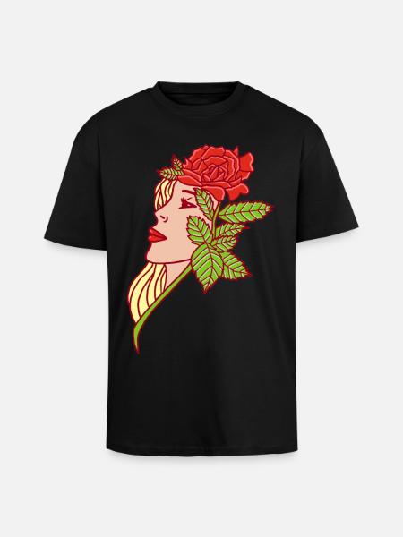 The Lady and the Rose - Unisex Oversized Heavyweight T-shirt - black