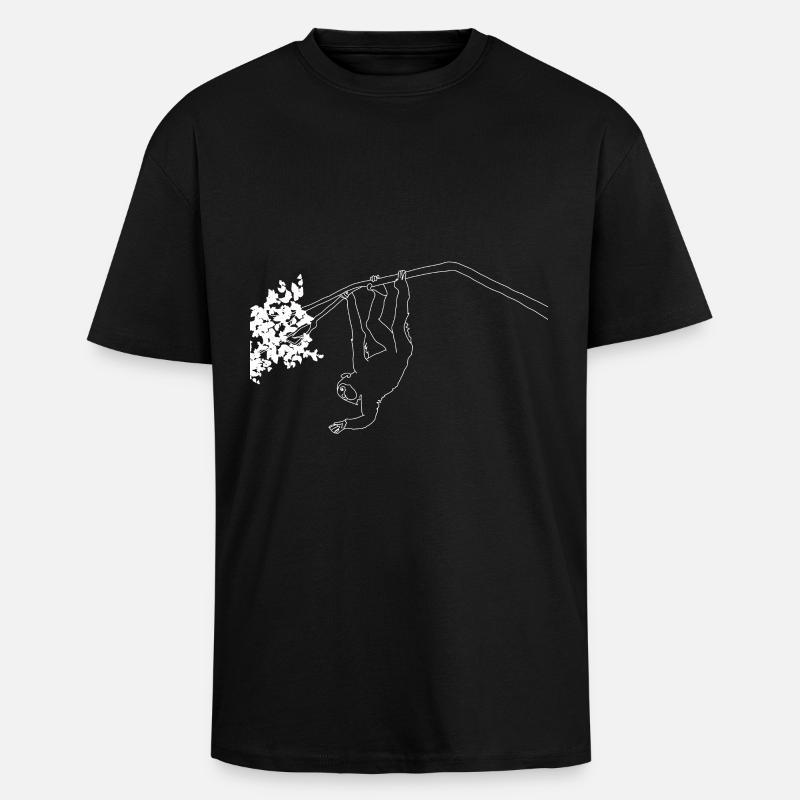Affe lineart - Oversized Heavyweight Unisex T-Shirt - Schwarz