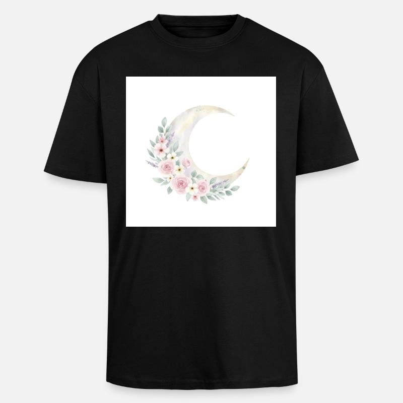 Couronne de fleurs de lune - T-shirt unisexe oversize épais - noir