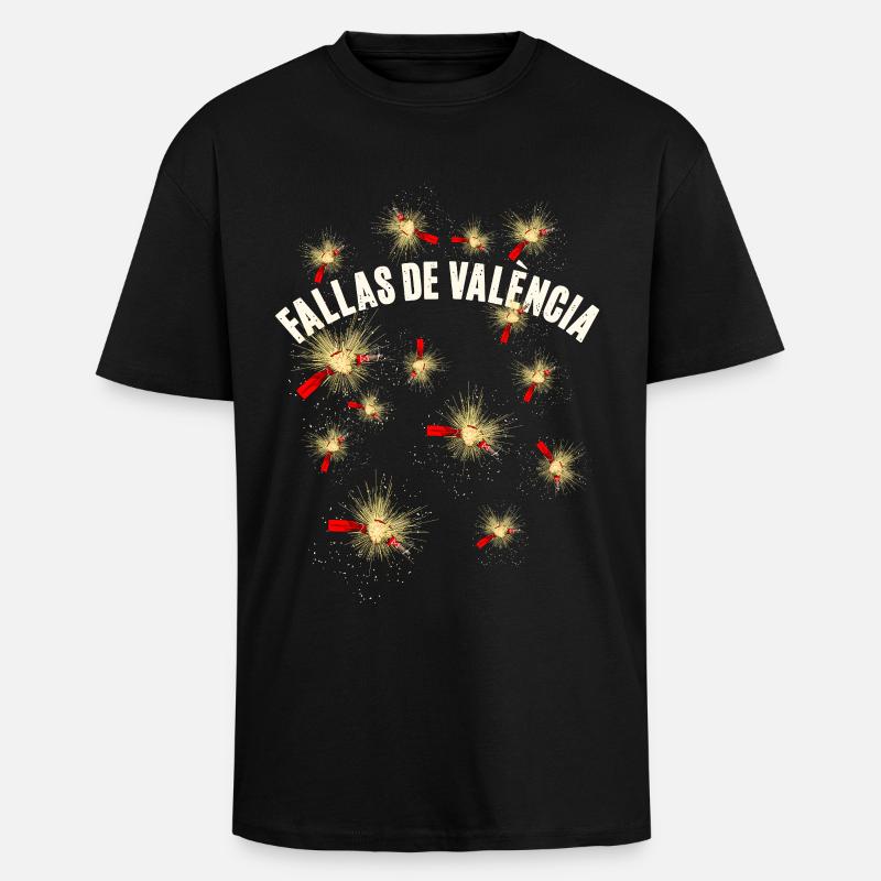 Feux d’artifice pyro Fallas de Valencia - T-shirt unisexe oversize épais - noir