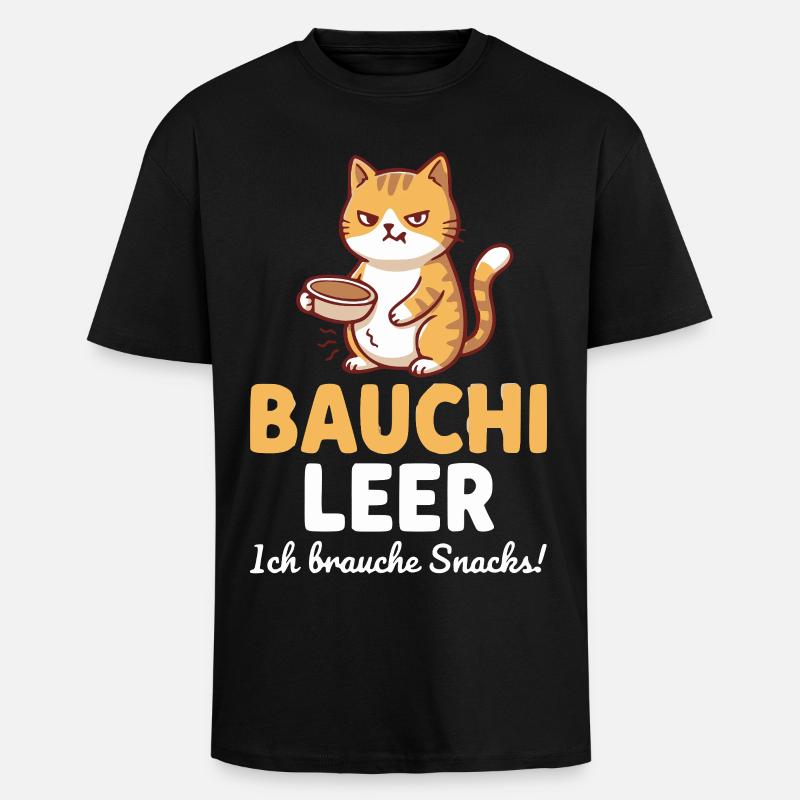 Bauchi leer Katze mit Kaffee - Oversized Heavyweight Unisex T-Shirt - Schwarz