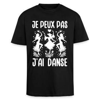 Cadeau Humour Danseuse Je Peux Pas J'ai Danse - T-shirt unisexe oversize épais - noir - Devant - Alina (178cm) & Michal (187cm)