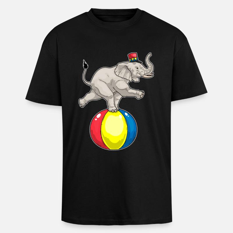 Bal de cirque d’éléphants - T-shirt unisexe oversize épais - noir