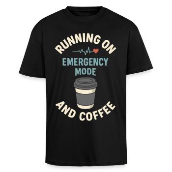 Café au lieu de dormir – le mode d’urgence fonctionne - T-shirt unisexe oversize épais - noir - Devant - Alina (178cm) & Michal (187cm)