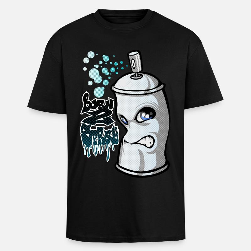 Spray and graffiti - T-shirt unisexe oversize épais - noir