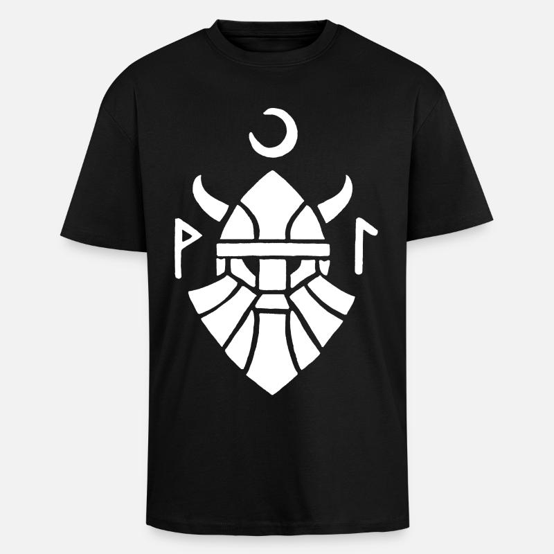 Weißes Wikinger-Krieger-Symbol - Oversized Heavyweight Unisex T-Shirt - Schwarz