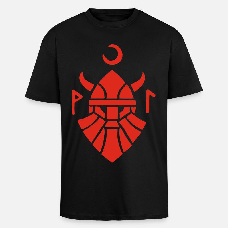 Rotes Wikinger-Krieger-Symbol - Oversized Heavyweight Unisex T-Shirt - Schwarz