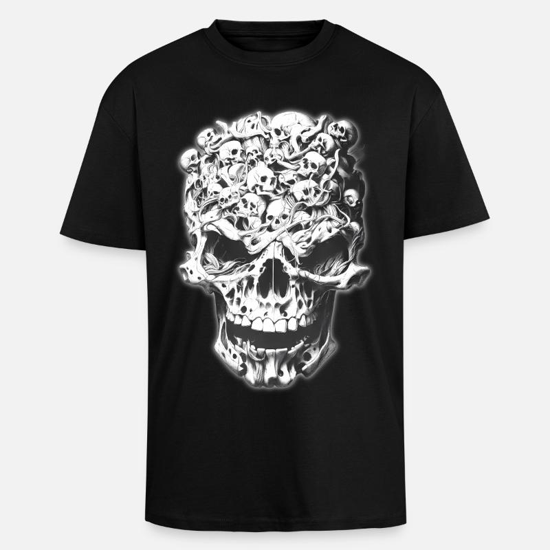 Crâne de crânes - T-shirt unisexe oversize épais - noir