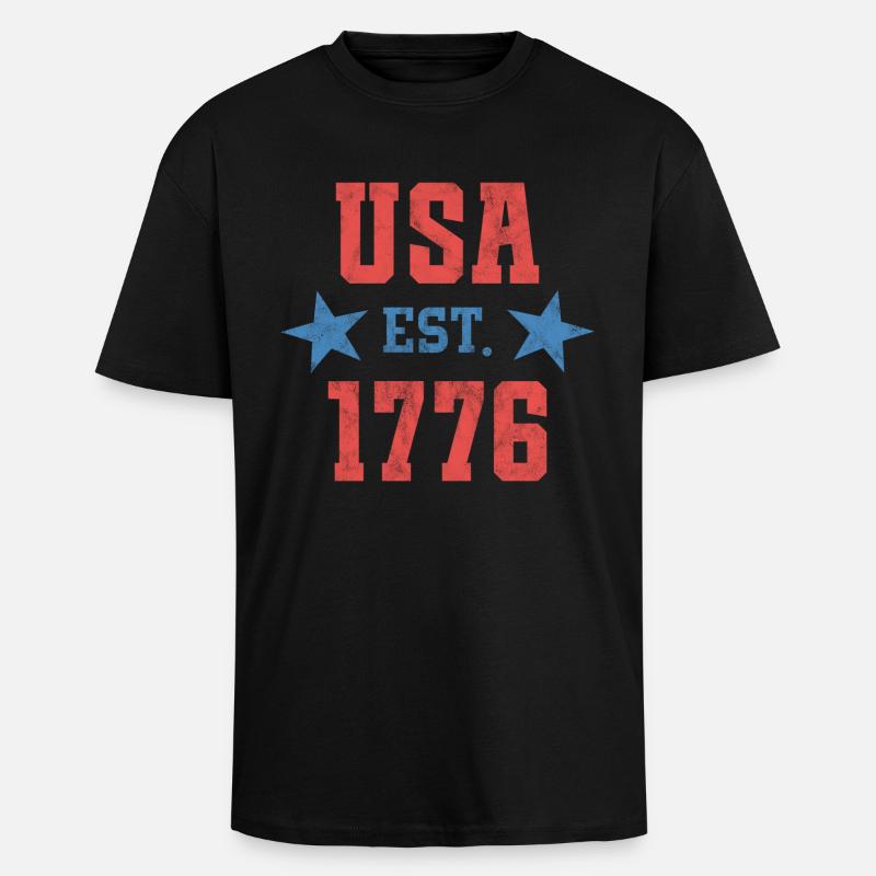 États-Unis Est 1776 - T-shirt unisexe oversize épais - noir