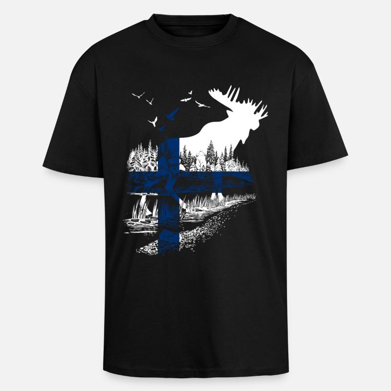 FINNLAND ELCH - Oversized Heavyweight Unisex T-Shirt - Schwarz