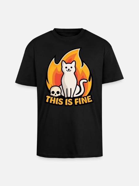 This is Fine - Unisex Oversized Heavyweight T-shirt - black