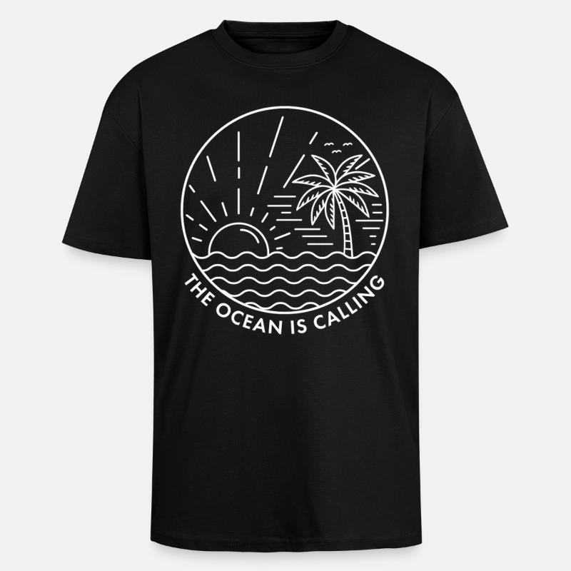 The Ocean is Calling - Unisex Oversized Heavyweight T-shirt - black