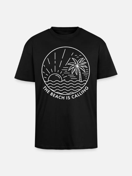 Der Strand ruft - Oversized Heavyweight Unisex T-Shirt - Schwarz