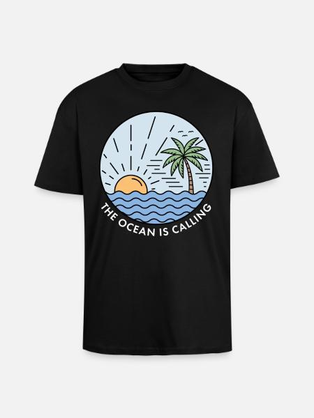 The Ocean is Calling - Unisex Oversized Heavyweight T-shirt - black