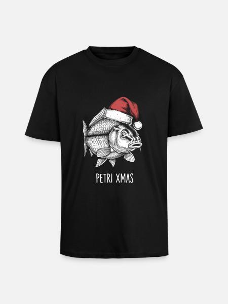 Sjov Lystfisker Jul Petri Xmas Karpe - Unisex oversized heavyweight t-shirt - sort