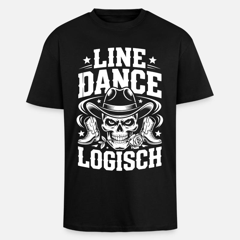 Line Dance Schädel Cowboy - Oversized Heavyweight Unisex T-Shirt - Schwarz