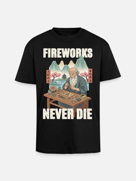 Fireworks Never Die - Unisex Oversized Heavyweight T-shirt - black