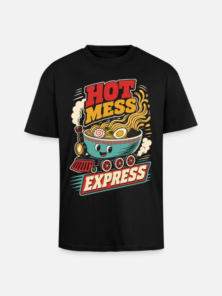 Hot Mess Express Ramen Zug - Oversized Heavyweight Unisex T-Shirt - Schwarz