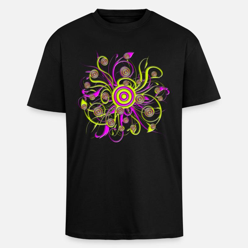 psychedelic flower - Unisex Oversized Heavyweight T-shirt - black