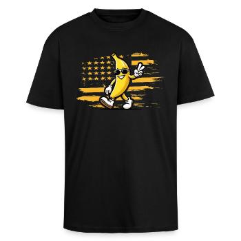 Banana Squad - Banana Squad - Banana - Oversized Heavyweight Unisex T-Shirt - Schwarz - Vorne - Alina (178cm) & Michal (187cm)