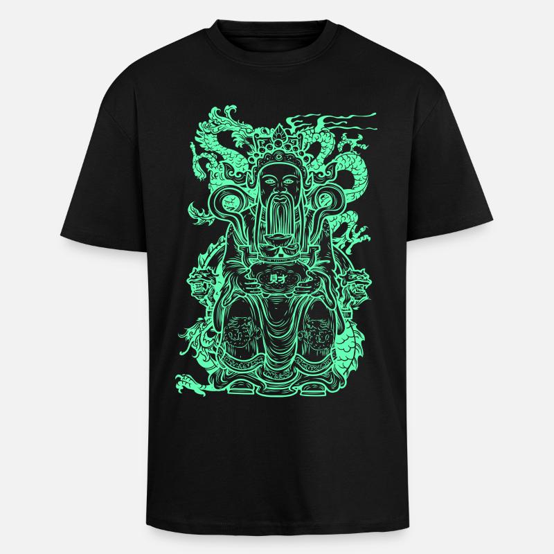 Buddha Figur - Oversized Heavyweight Unisex T-Shirt - Schwarz
