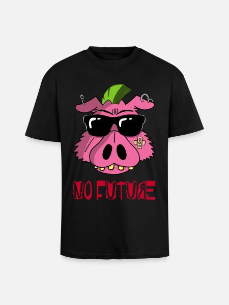 Cochon punk - T-shirt unisexe oversize épais - noir