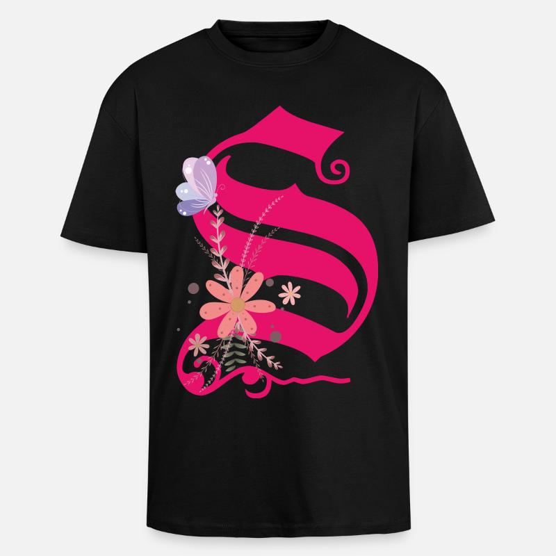 Buchstabe S - Oversized Heavyweight Unisex T-Shirt - Schwarz