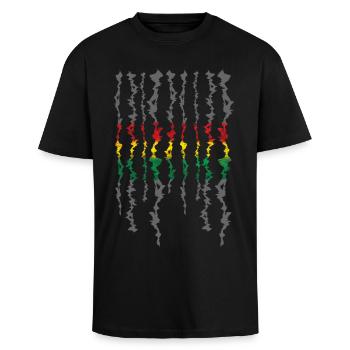 Ruban Rasta Rayures Niveaux de Gris - T-shirt unisexe oversize épais - noir - Devant - Alina (178cm) & Michal (187cm)