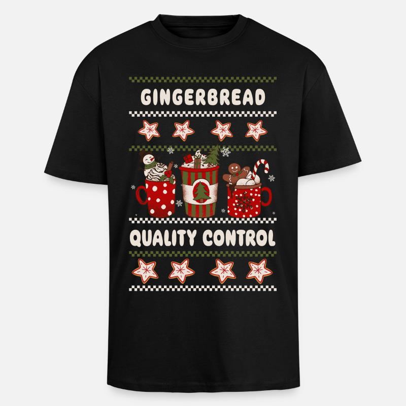 Gingerbread Quality Control - Weihnachten - Oversized Heavyweight Unisex T-Shirt - Schwarz