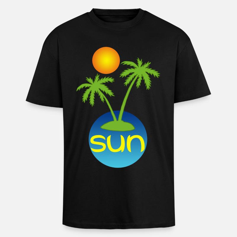 Paradies in der Sonne - Oversized Heavyweight Unisex T-Shirt - Schwarz