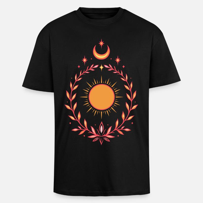 Soleil d’été – Boho Litha Design - T-shirt unisexe oversize épais - noir