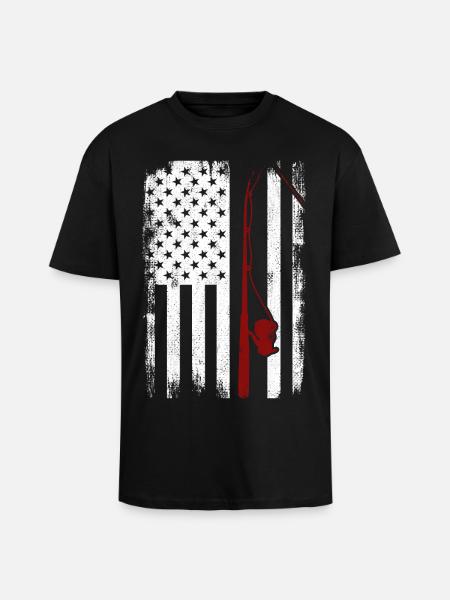 Patriotic fisherman - Unisex Oversized Heavyweight T-shirt - black
