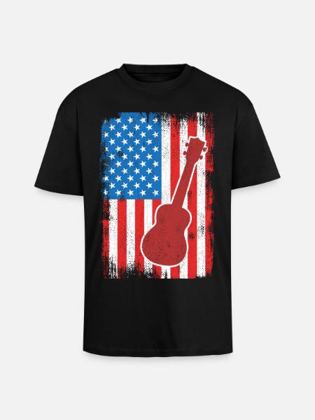 4. Juli USA Ukulele - Oversized Heavyweight Unisex T-Shirt - Schwarz
