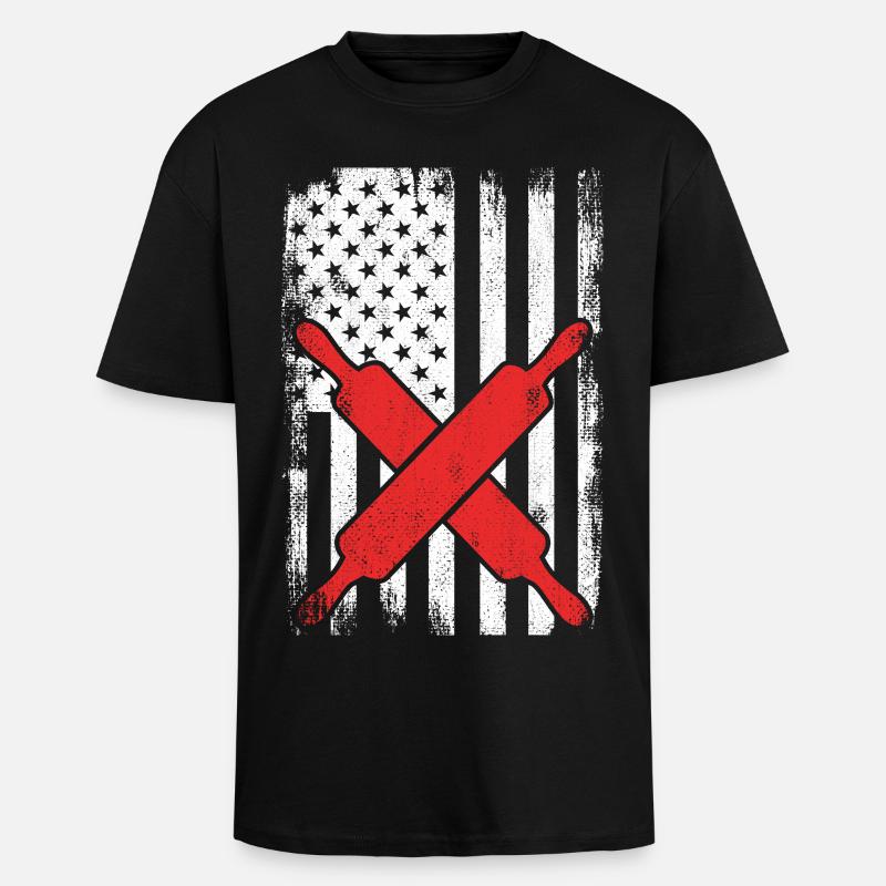 US Flagge Bäcker - Oversized Heavyweight Unisex T-Shirt - Schwarz