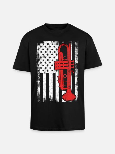 Drapeau Trumpet USA - T-shirt unisexe oversize épais - noir