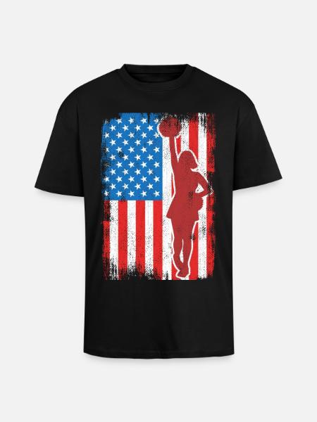 USA Patriotic Cheerleader - Unisex Oversized Heavyweight T-shirt - black