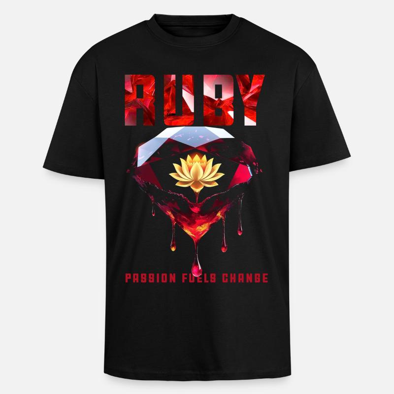 Pierre de naissance Rubis de Juillet - T-shirt unisexe oversize épais - noir
