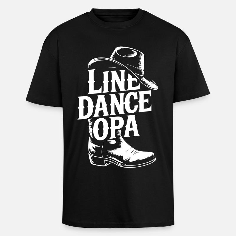 Line Dance Opa - Oversized Heavyweight Unisex T-Shirt - Schwarz
