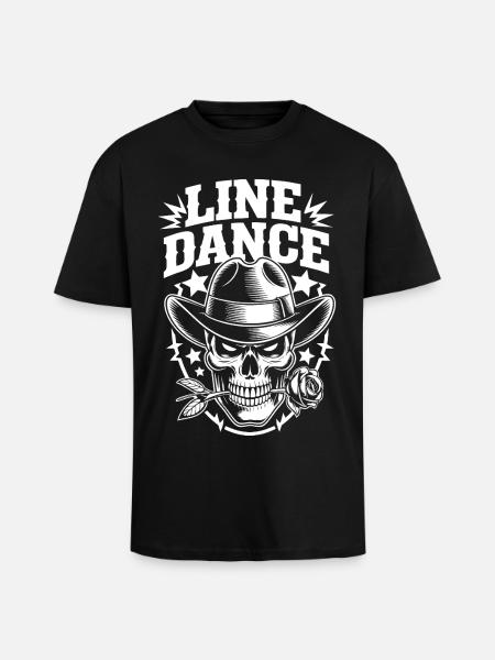 Line Dance Skull Cowboy - Unisex Oversized Heavyweight T-shirt - black