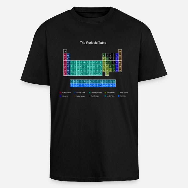 Blau Stilvolle Periodensystems der Elemente - Oversized Heavyweight Unisex T-Shirt - Schwarz
