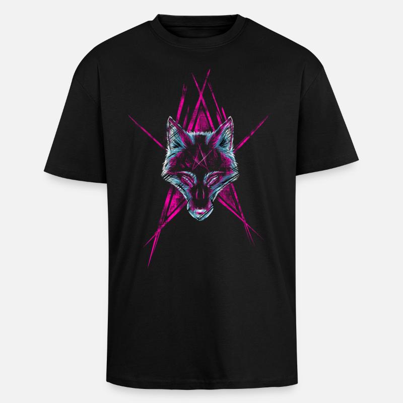Wolf Start - T-shirt unisexe oversize épais - noir
