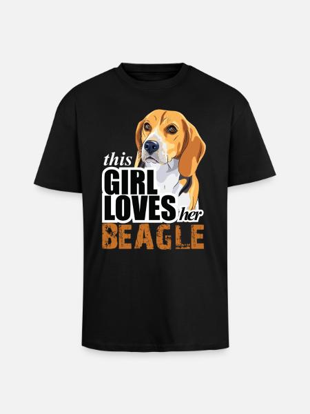thIs gIrl loves her beagle - Unisex Oversized Heavyweight T-shirt - black