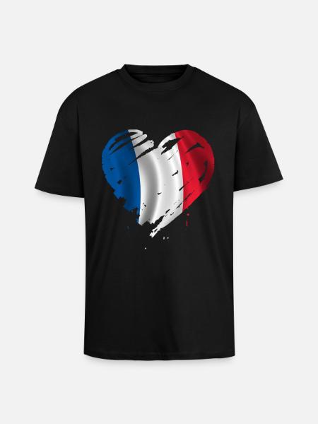 herz Frankreich - Oversized Heavyweight Unisex T-Shirt - Schwarz