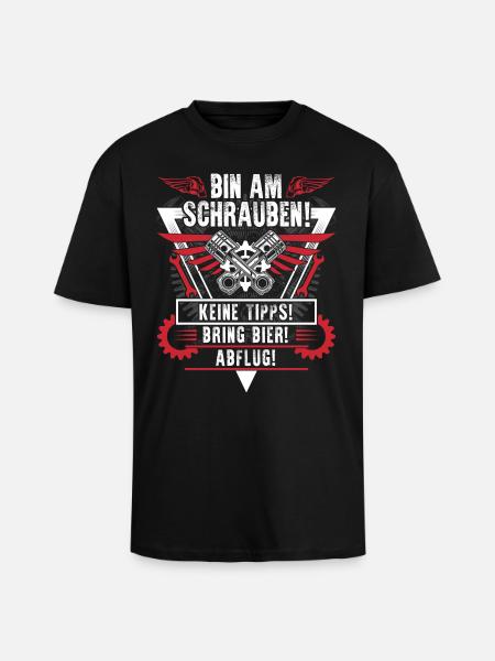 Bin am Schrauben - Oversized Heavyweight Unisex T-Shirt - Schwarz