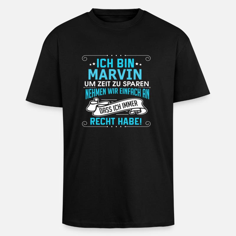 MARVIN - Oversized Heavyweight Unisex T-Shirt - Schwarz